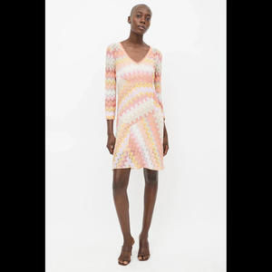 [SOLD] NWT MISSONI Women's Sz IT 40 US 6 Blandine Orange Pink Knit Dress Italy